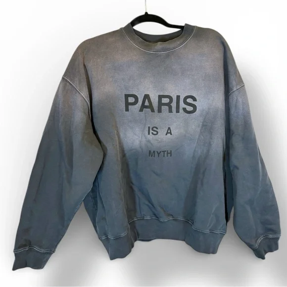 NWT Anine Bing Sweatshirt Jaci Paris is a Myth – Noir Sz Medium - Picture 6 of 15